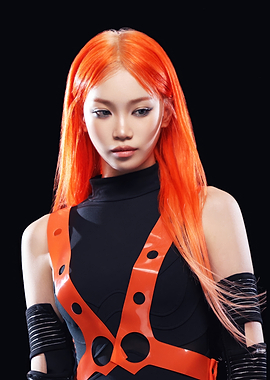 kim chaewon with Orange Hair and Harness