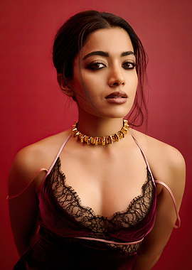 Portrait of Rashmika Mandanna with Gold Choker