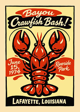 Bayou Crawfish Bash! Vintage Poster