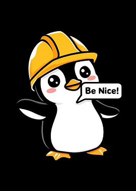 Cute Penguin with Hard Hat