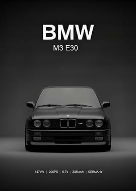 black BMW M3 E30 Front View