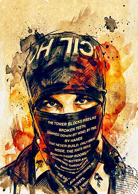 Masked Figure Watercolor Art