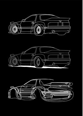 RX-7 Car Line Art