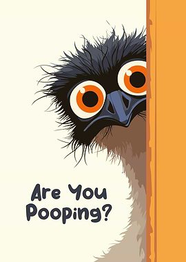 Funny Emu Cartoon Peeking