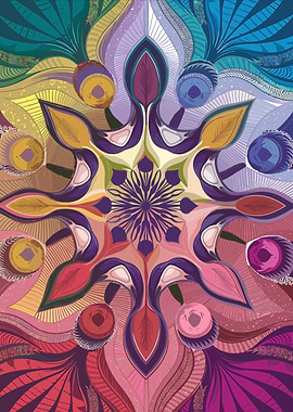 Colorful Abstract Floral Mandala Art