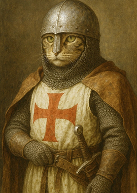 Cat Knight Templar Portrait