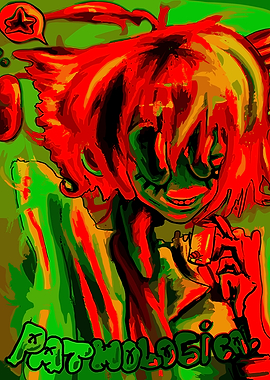 Abstract Portrait with Star and Text