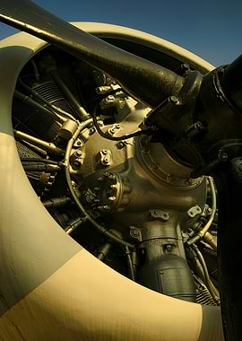 Vintage Airplane Engine Close-Up
