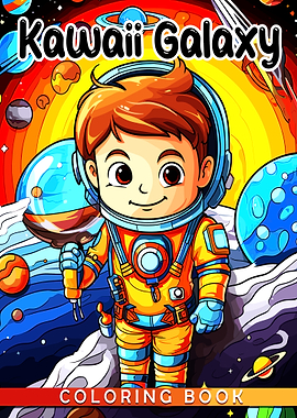 Kawaii Galaxy Coloring Book Cover