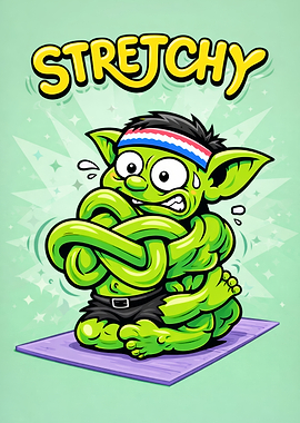 Stretchy Cartoon Character Doing Yoga