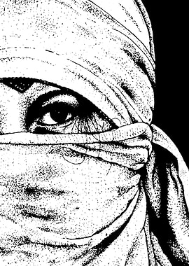 Monochrome Portrait with Covered Face