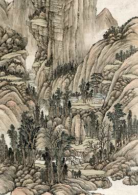 Chinese Mountains Landscape Painting Wang Hui