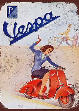 Vintage Vespa Scooter Advertisement Poster