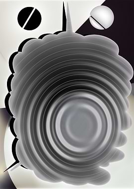 Abstract Gray Swirl with Geometric Shapes