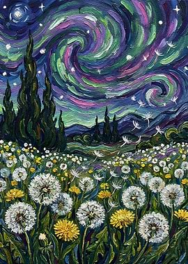 Starry Night Dandelions