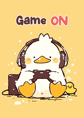 Cute Duck Gamer with Headphones