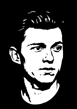Tom Holland Portrait Black and White