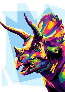 Colorful Triceratops Pop Art Illustration