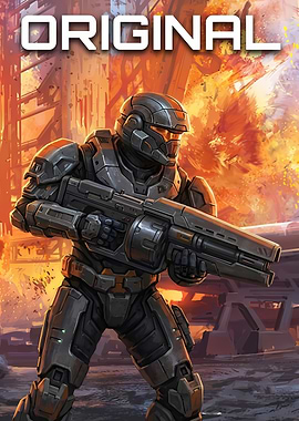 Futuristic Soldier with Weapon in Action