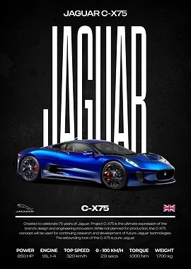 Jaguar C-X75 Car Poster