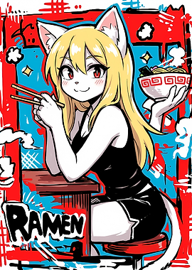 Anime Cat Girl with Ramen