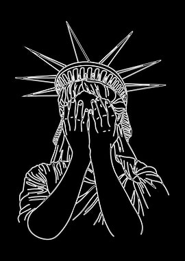 Statue of Liberty Crying Line Art