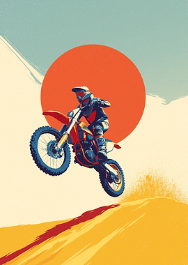 Motocross Jump with Sunset Backdrop