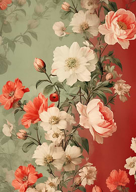 Floral Red and White Flowers