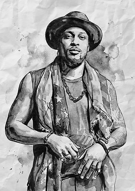 Monochrome Portrait of Man with Hat