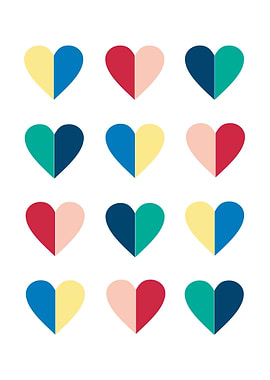 Colorful Split Heart Pattern