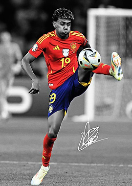 Yamal Soccer Player Kicking Ball in Action