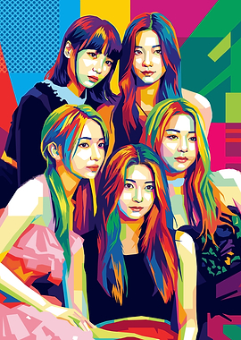 Colorful Portrait of Five Young Women