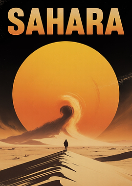 Sahara Desert Landscape with Distant Figure