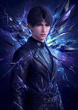 Anime-style man in leather jacket