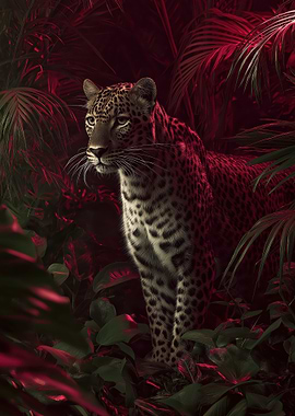 Leopard in Red Jungle