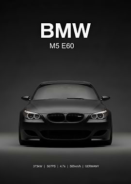BMW M5 E60 Black Car Poster