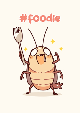 Cartoon Cockroach Foodie with Fork