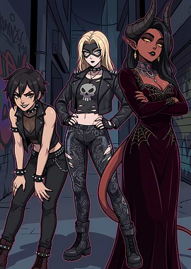 Three Stylish Women in an Alleyway