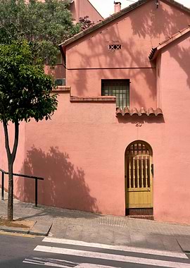 Pink Building with Yellow Door