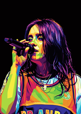 Billie Eilish Colorful Pop Art Portrait
