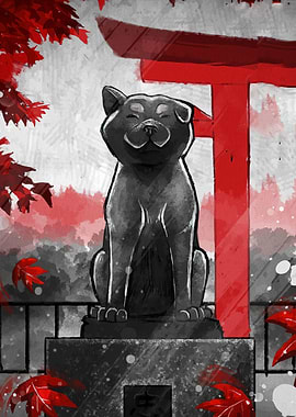 Dog Statue at Japanese Shrine