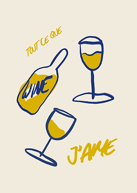 Wine bottle and glasses illustration