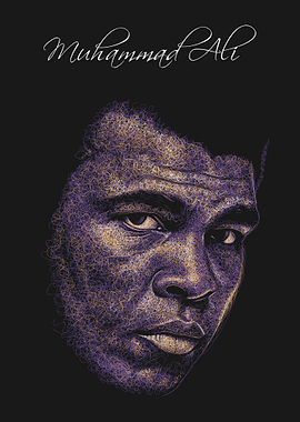 Muhammad Ali Portrait - Abstract Line Art