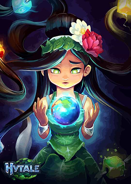 Hytale Girl Holding Glowing Earth