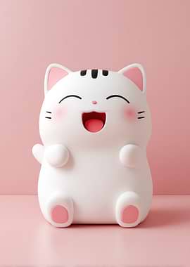 Happy Cartoon Cat Figurine