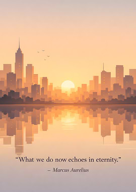 Cityscape Reflection with Inspirational Quote
