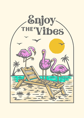 Enjoy the Vibes: Flamingo on the Beach