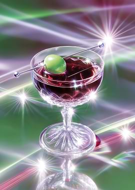 Crystal Cocktail Glass with Olive