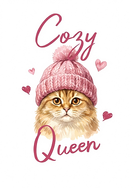 Cozy Queen Cat with Pink Hat