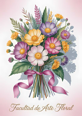 Floral Bouquet with Ribbon